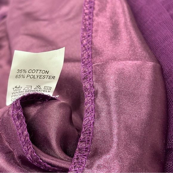 Ibtom Castle Purple Lace Tulle Half Sleeve Formal Mother of Bride Maxi Dress 2X - Picture 12 of 13